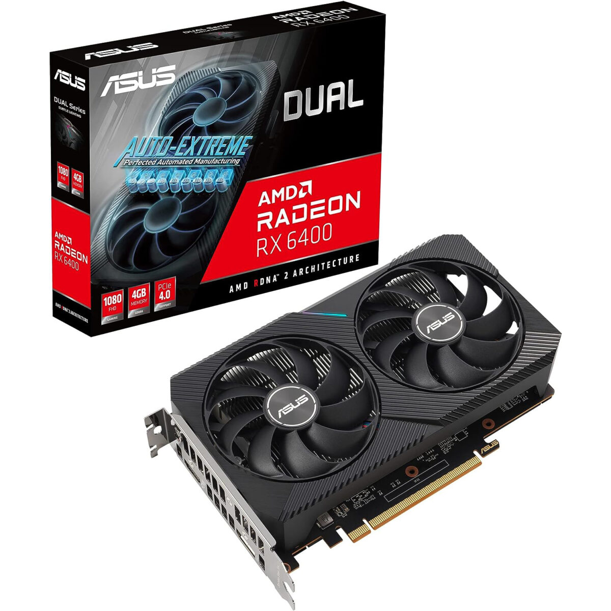 Asus Dual Radeon RX 6400, DUAL-RX6400-4G, 4GB GDDR6 64Bit, DX12 Gaming Ekran Kartı