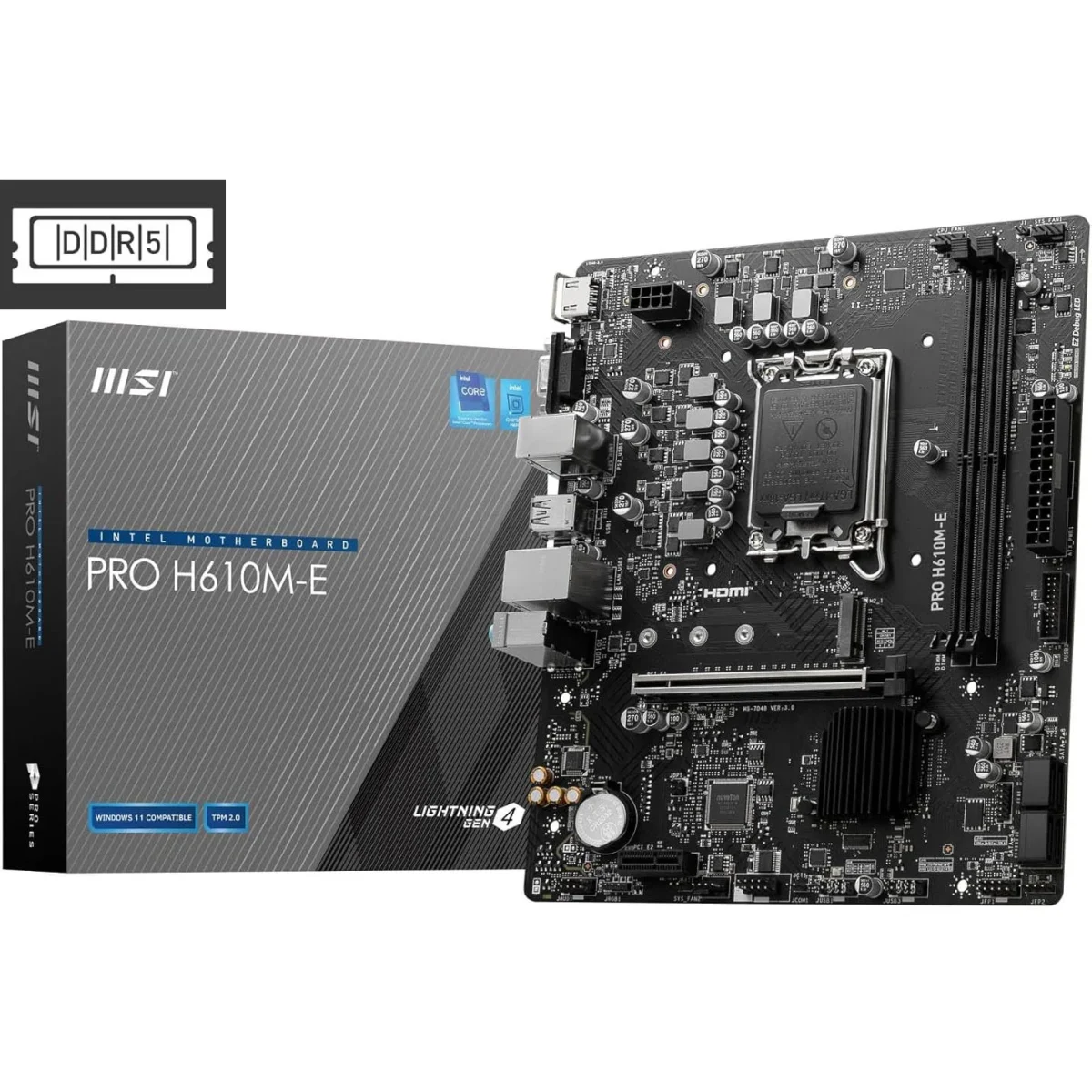 MSI Pro H610M-E DDR5, 5600MHz USB 3.2 VGA HDMI M2 1700P 14. ve 13. Nesil Anakart